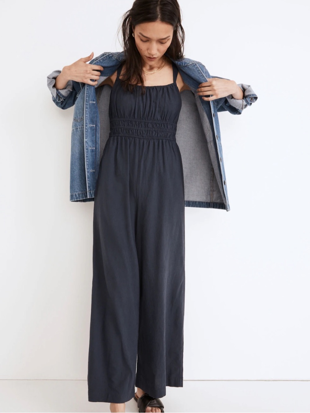 Madewell Linen-Blend Sophie Wide-Leg Jumpsuit in Medium NWT